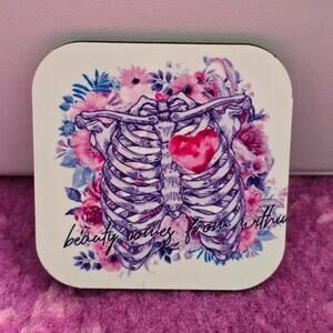 Beauty Within Skeleton Handmade Square Refrigerator Magnet‎